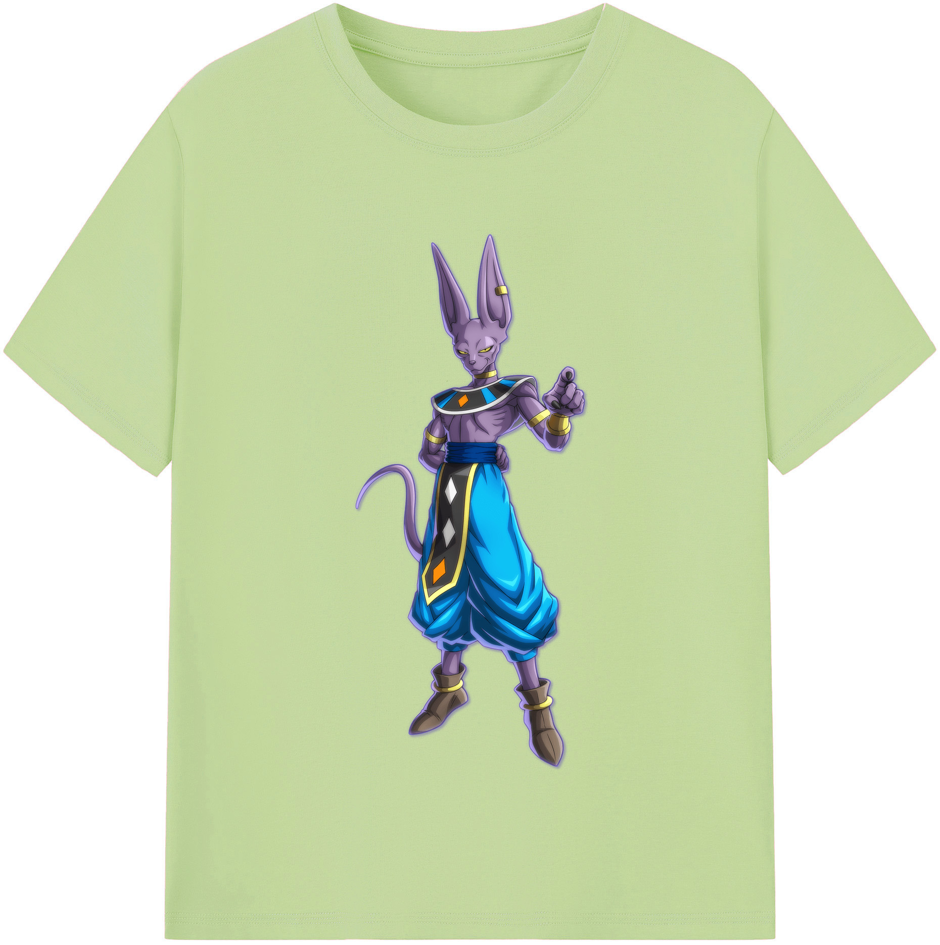 （画像用） ドラゴンボール ビルス 破壊神ビルス DRAGON BALL Beerus Birusu 綿100％半袖Tシャツ（フロントプリント）